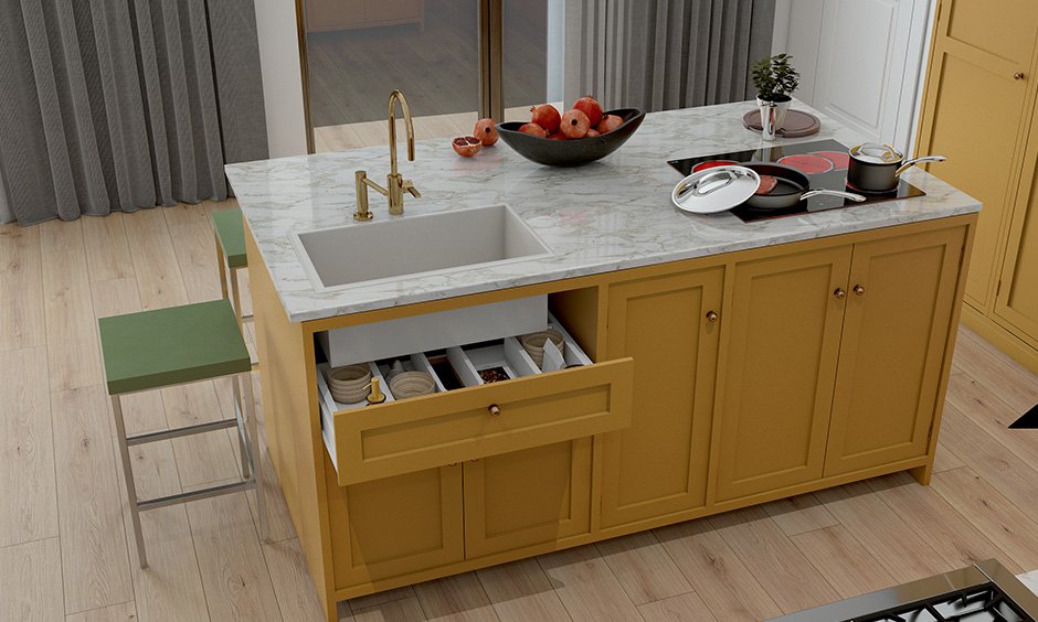 Kitchen island guide on a budget with a hob unit and a sink