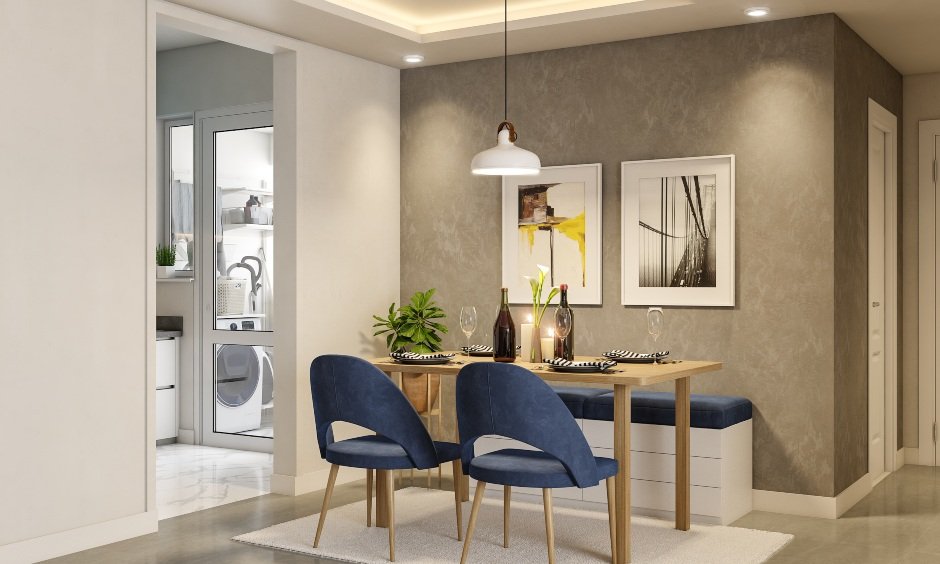 Dining room interior design in 2bhk home apartment interior design