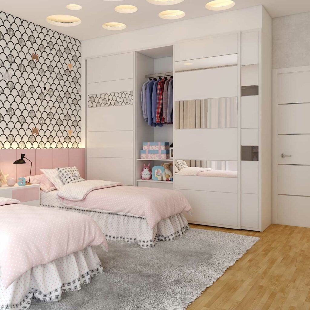 False ceiling design for children's bedroom with dimmable lights and 
