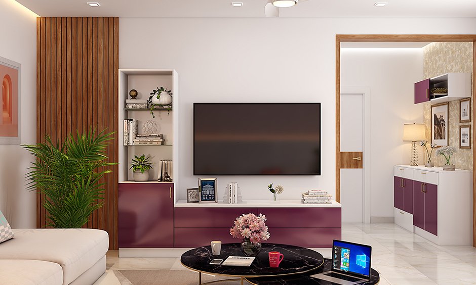 Interior design cost for 2 bhk in bangalore ranges from INR 4 lakhs to 6 lakhs for basic quality design and finishes