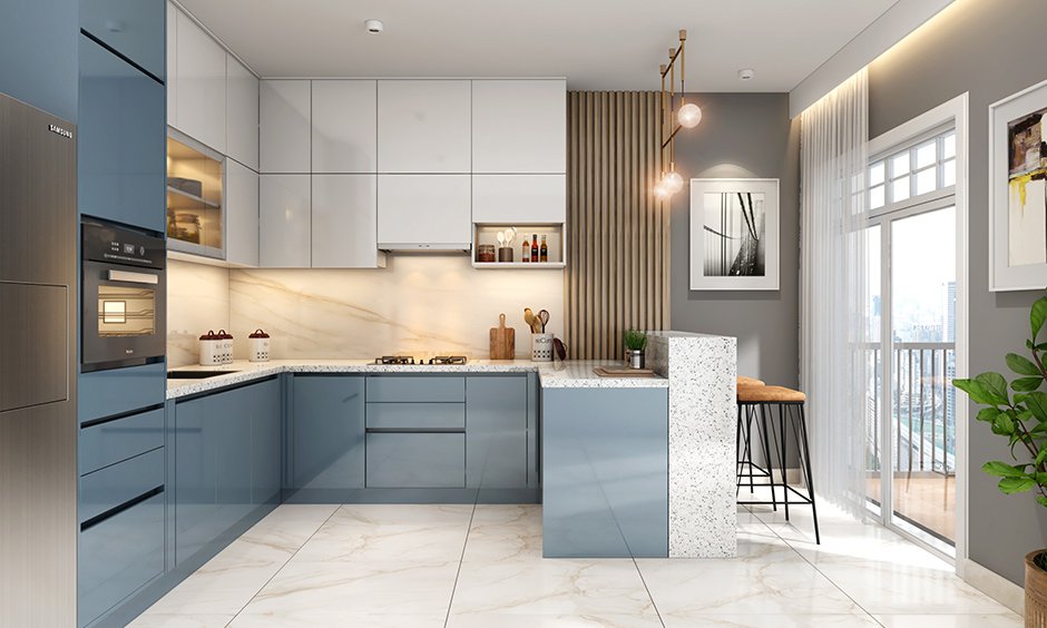 Design style, materials, and finishes influence the kitchen interior design cost in Bangalore