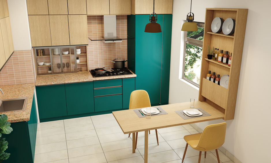 Kitchen with granite slabs, offering a luxurious yet easy-to-maintain surface that's resistant to stains and spills.