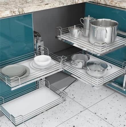 Magic pullout an innovative corner space utilisation, used by best interior designers in Mysore.