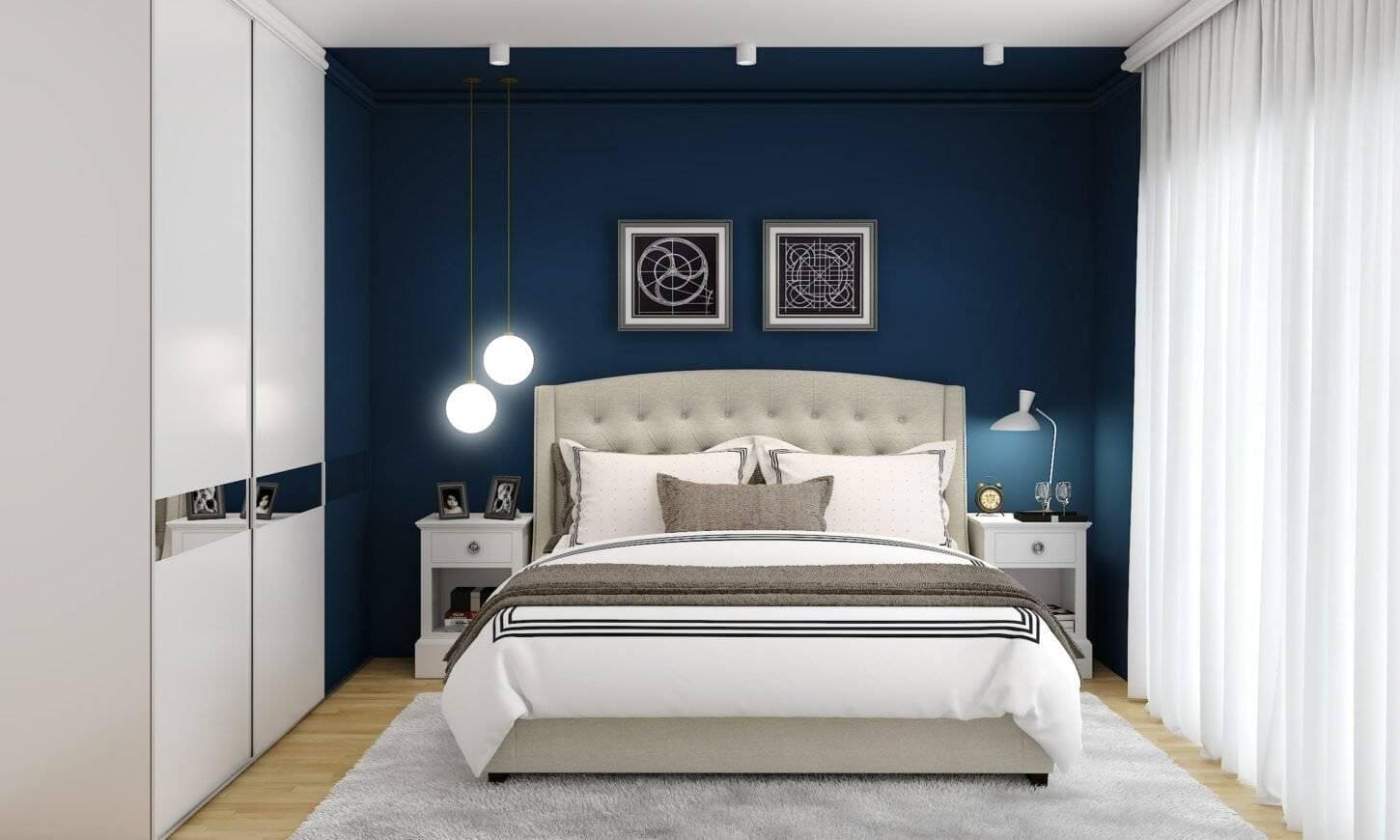 Modern classic bedroom interior design of vishwas bhagat home of mahindra windchimes bengaluru