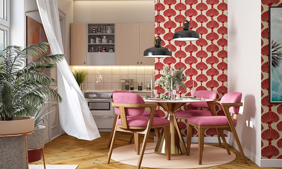 Small indian open kitchen with dining room